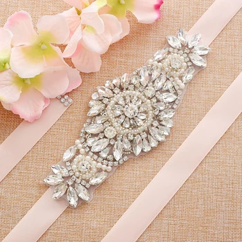 JLZXSY Ръчно изработени Diamante реколта кристал булката крило розово злато сребро злато кристал апликационни колани за сватбена рокля
