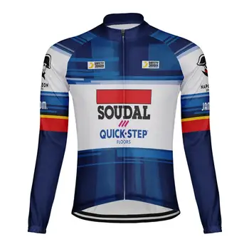 France Tour Бърза стъпка Колоездене Джърси 2023 TDF мъже Soudal Колоездене Джърси дълъг ръкав върховете велосипед риза Road Bike облекло