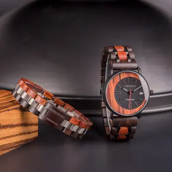 DODO DEER дървени часовници за мъже неръждаема стомана дърво бижута гривна комплект календар светеща ръка бизнес ръчен часовник мъжки