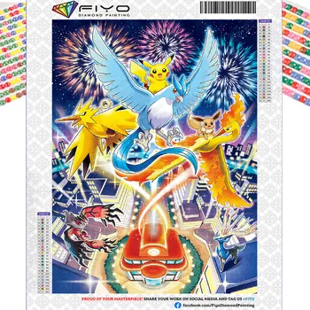 Диамантена живопис Pokemon New Collection 2023 Пълна диамантена мозайка 5D DIY комплекти за кръстат бод Аниме Диамантено изкуство Декорация на дома
