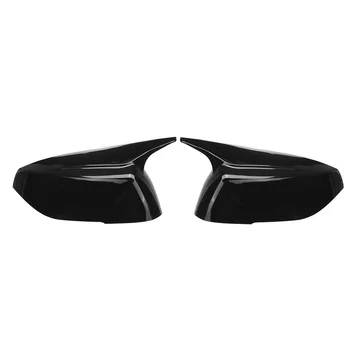 Glossy Black Horn Style Side Door Mirror Cover Trim Shells Cap for Infiniti Q50 Q60 2015-2023 M3 Style