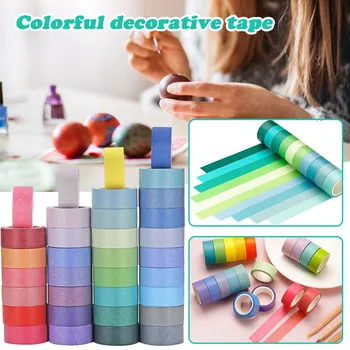 Многоцветна лента лепило за детски занаятчийски цветове на различни подходящи цветни канцеларски хартия и пликове комплект с линии