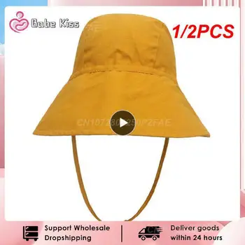 1/2PCS Голяма периферия Бебешка шапка за слънце Лятна пролет Детска кофа шапка за момчета Памучно бельо Деца Плаж Пътуване Детски шапки Шапки