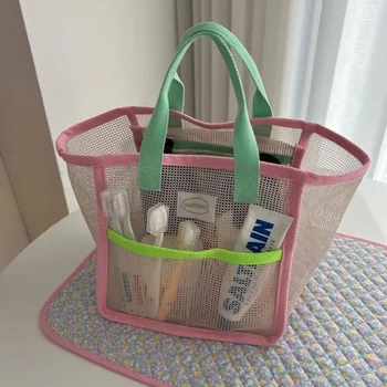 Розов зелен контраст плажна чанта детска играчка окото преносим чанта за съхранение на открито пътуване плуване тоалетна чанта организатор