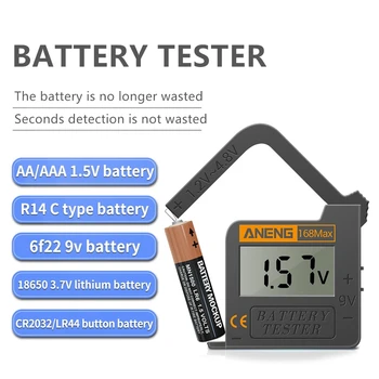 Универсален тестер за батерии Проверка за AA AAA 9V 1.5V бутон клетка батерия тест инструмент домакински ръчен капацитет на батерията тестер