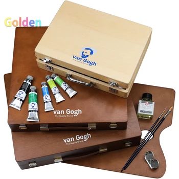 Внесени Ван Гог маслена живопис комплект 10 цвята 14 цвята 32 цвята 34 цвята маслен цвят подарък дърво кутия, отлична тониране сила