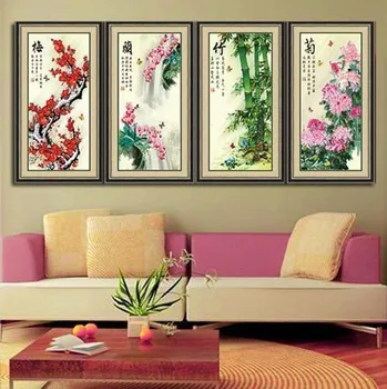3D Сливова орхидея Бамбукова хризантема мулти панделка бродерия занаятчийски китайски бод комплект DIY ръчно изработени ръкоделие стена изкуство декор