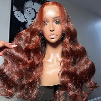 30 40 инчов червеникавокафяв тяло вълна дантела фронтална човешка коса перука 13x6 HD тяло вълна дантела фронтална човешка коса перуки за жени