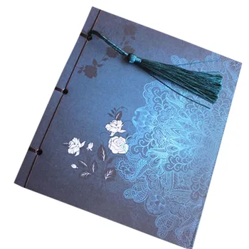 китайски стил синя роза дневник тетрадка пискюл канцеларски материали ретро цвете скица книга дневник празен бележник