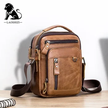 Марка 100% естествена кожа Мъжки чанти за рамо Messenger чанта за мъже Crossbody чанти нов малък човек дизайнер чанта Bolso мъжки