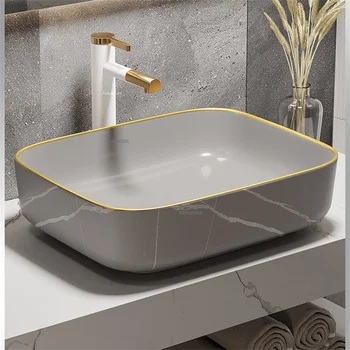 Модерна керамична мивка Битова мивка за баня Светлина Луксозна тоалетна над брояч Мивка Мивка за баня Единична мивка за баня