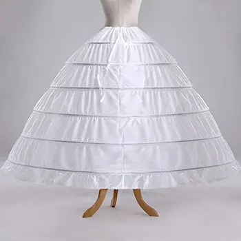 A-line Hoopless Petticoat Crinoline 6 Hoop White Underskirt Фишове за сватбена рокля