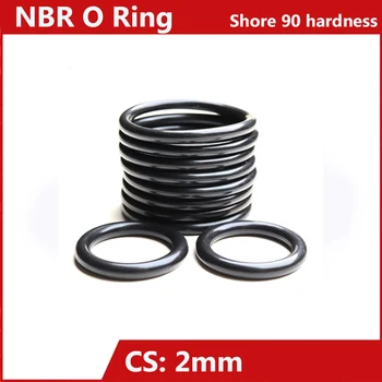 90 твърдост NBR O пръстен, CS 2mm, нитрилен гумен уплътнителен пръстен, ID 2-50mm, 100Pcs в опаковка