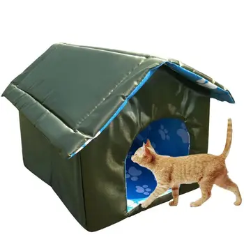 Cat Canvas House Outdoor Cat House Four Season Pet Nest Kitten Shelter With Waterproof Canvas Roof Washable Cave House