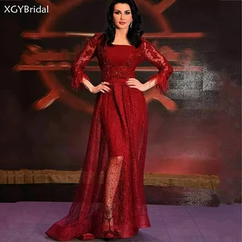 Ново пристигане Секси Сплит Абитуриентски рокли Вечерна рокля с дълъг ръкав Червена официална вечерна рокля платье Vestido de Fiesta de Boda Платья