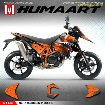 HUMAART Supermoto графика мотоциклет декор потребителски стикери набор Пълен комплект винил обвивка за KTM SM SMR 690 2007 2008 2009 2010 2011