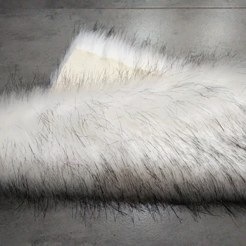 бял с черен връх купчина 4.5-5cm сгъстяване супер мека изкуствена лисица плюшени изкуствена кожа плат DIY палто яка жилетка възглавница играчка