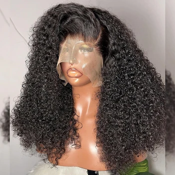 Short Bob къдрава човешка коса перуки HD прозрачен 13x4 дълбока вълна фронтална перука бразилски 4x4 дантела затваряне перука 250 плътност за жени