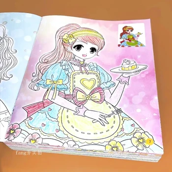 8 книги 128 страници принцеса книжка за оцветяване за деца момичета начално училище Научете се да рисувате детска градина графити книжка за оцветяване