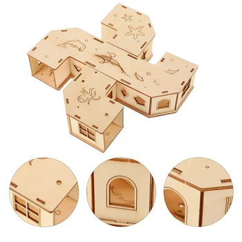 Hamster тунел играчка упражняване домашен любимец игра дъвчете играчки прибори за хранене малки животни лабиринт дървена скрита къща