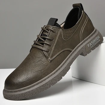 Нова мода мъже Оксфорд обувки удобни офис работни обувки случайни официални обувки марка мъжки кожени официални обувки бизнес плосък