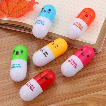 5pcs творчески витамин усмивка хапче дизайн участък химикалка училище топка писалка детски канцеларски материали Kawaii училищни пособия