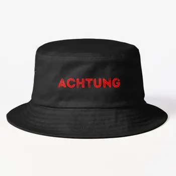 Achtung Red Danger Bucket Hat Bucket Hat Fashion Black Fish Solid Color Casual Sport Summer Caps Spring
 Слънце Жени Момчета