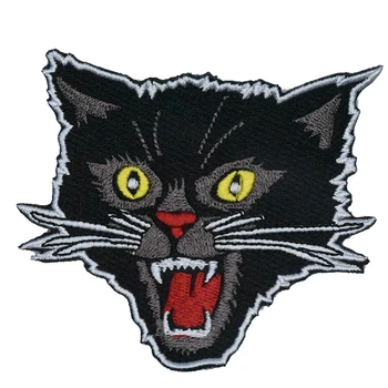 MCPATCH Черна крещяща котка Cool Angry Horror Punk Patches Сладък апликация Шийте желязо върху детски занаятчийски пластир за дрехи
