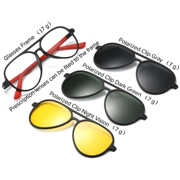 Aviation поляризиран магнитен клип на очила рамка мъже късогледство рецепта очила рамка оптично нощно виждане клип слънчеви очила