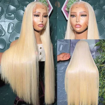 Blonde Transparent Lace Front Wigs Straight 13x4 613 hd Lace Frontal Wig 360 Full Lace Wig Human Hair Preplucked Wig for Women