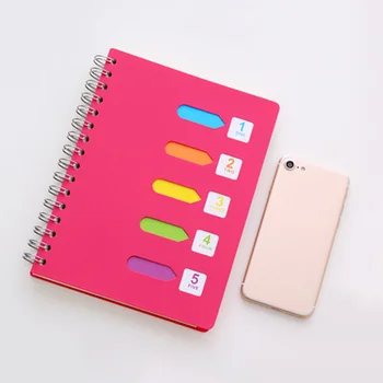 Side Spiral Notebook Цветна сгъстена хартия за бележник Домашни училищни пособия за дневник Journal Travel (A5 среден размер Rosy)