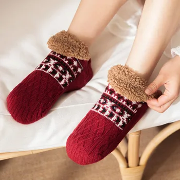 Вътрешни зимни чехли Чорапи Мъжки подови чорапи Начало Спалня Спални чорапи Нехлъзгащи се плетени възрастни плюс руно топли килими чорапи