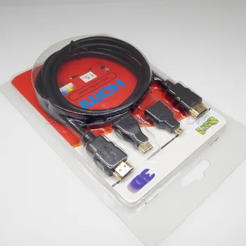 1set/lot 1.5M HDMI кабел 1.4 версия с мини HDMI/Micro HDMI адаптер таблет към телевизор