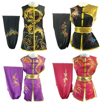 персонализиране Детски & Възрастен бродерия дракон бойни изкуства конкуренция униформи ушу облекло кунгфу нанкуан чангкуан чуан костюми