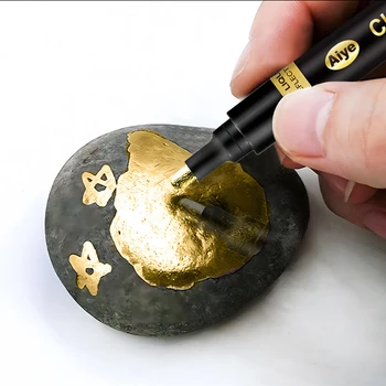 2Pcs злато сребро епоксидна смола рисуване писалка злато листване точка писалка маркер акрилна боя подчертава метален постоянен маркер