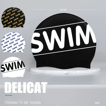 Нова силиконова плувна шапка за възрастни гъвкав водоустойчив гел за защита на ушите високо еластични жени мъже гмуркане плувен басейн шапка