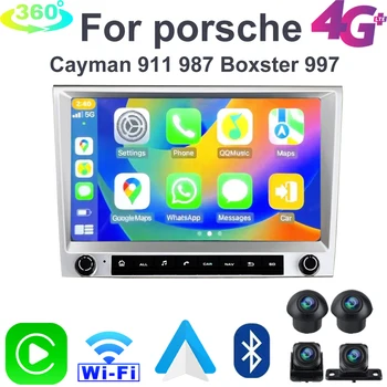720P Авто Android 12 Автомобилно радио Мултимедия GPS плейър авторадио Carplay 8G + 256GB Navi Wifi за Porsche Cayman 911 987 Boxster 997