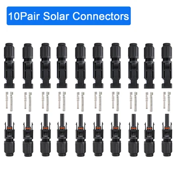 10 двойки слънчеви панелни кабелни конектори мъжки и женски слънчеви PV конектори 30A 1000VDC IP67 водоустойчив конектор за слънчев проводник