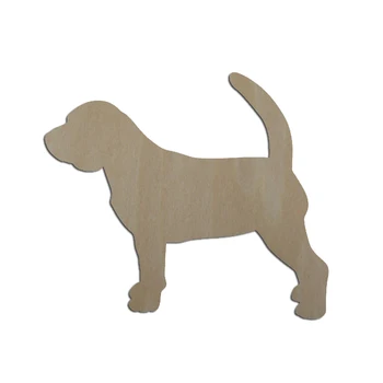 Недовършени празни дървени бигъл куче силует дърво ферма животински кучета форма, DIY скрапбукинг занаятчийски декорации