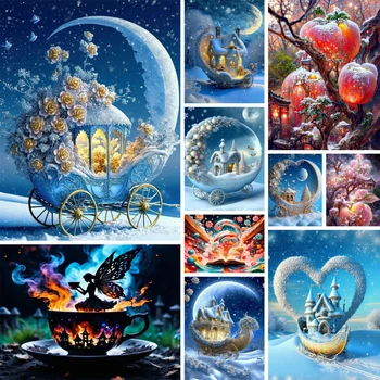 Fantasy Carriage Landscape Printed Cross Stitch Full Kit DIY Embroidery Embroidery Hobby Painting Sewing Handiwork Wholesale Needle Magic