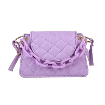 50pcs/lot Диамантена решетка Crossbody чанти за жени мода рамо чанта малки луксозни дами PU кожа чанти верига чанта