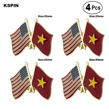 САЩ Виетнам Приятелство Флаг ПИН Значка за ревера Брошка икони 4бр