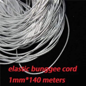 1mm сребърен еластичен бънджи низ кабел кръгъл усукан низ въже 140 метра / ролка DIY шнурове за бижута намиране дреха виси етикет
