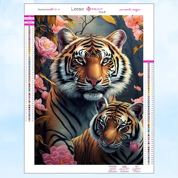 Тигрова диамантена живопис Нова колекция 2024 животински цвят пълен кръгъл диамант мозайка кръстат бод комплект изкуство декор деца ръчно изработени подаръци