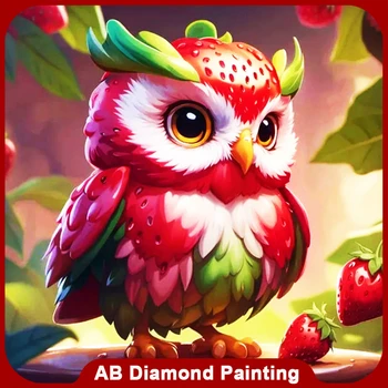 EverShine AB Diamond Mosaic Owl Strawberry Picture Of Rhinestone Painting Animal Cross Stitch Embroidery Cartoon Sticker For Kid