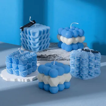 Multi стил творчески геометричен куб силиконови свещи мухъл сапун шоколад мухъл дома декор подарък DIY свещ ръчно изработени притежателя вземане