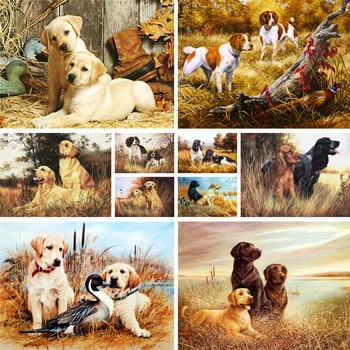 Animal Dog Лабрадор оцветяване по номера живопис комплект маслени бои 50 * 70 живопис върху платно нов дизайн занаяти за възрастни ръчна работа