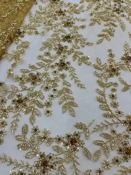 Елегантен бродиран тюл плат за модна рокля JIANXI. C-1308.5605 най-продаваните мъниста тюл френски нетна тъкан