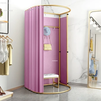 Мобилна съблекалня Етаж Rail Rack Магазин за дрехи Прост дисплей багажник завеса монтаж стая държачи за съхранение Аксесоари за баня