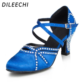 DILEECHI Есенни и зимни женски обувки за латино танци модерни танцови обувки бални обувки квадратни танцови обувки мека подметка